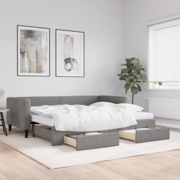 Sofa rozsuwana z szufladami, ciemnoszara, 90x190 cm, tkanina Lumarko! Lumarko!