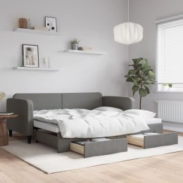 Sofa rozsuwana z szufladami, ciemnoszara, 90x190 cm, tkanina Lumarko! Lumarko!