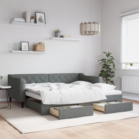Sofa rozsuwana z szufladami, ciemnoszara, 90x190 cm, tkanina Lumarko! Lumarko!