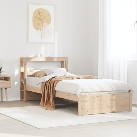 Rama łóżka z wezgłowiem, biała, 75x190 cm, lite drewno sosnowe Lumarko! Lumarko!