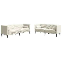 2-cz. wypoczynek Chesterfield z wałkami, kremowy, aksamit Lumarko! Lumarko!