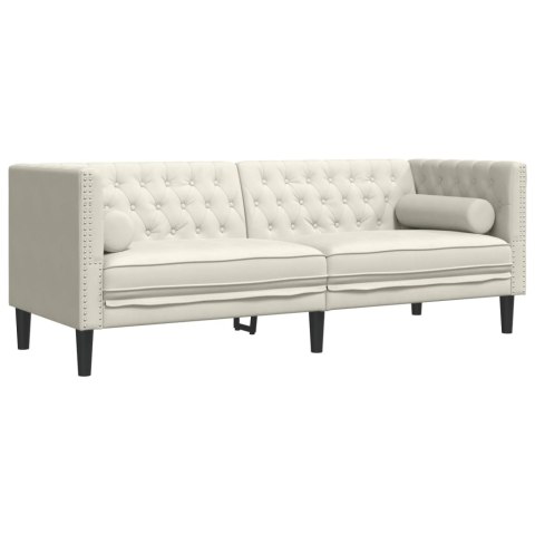 2-cz. wypoczynek Chesterfield z wałkami, kremowy, aksamit Lumarko! Lumarko!