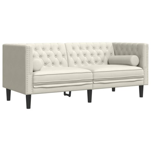 2-cz. wypoczynek Chesterfield z wałkami, kremowy, aksamit Lumarko! Lumarko!