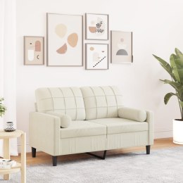 VidaXL 2-osobowa sofa z poduszkami, kremowa, 120 cm, aksamit