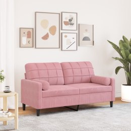 VidaXL 2-osobowa sofa z poduszkami, różowa, 140 cm, aksamit