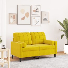 VidaXL 2-osobowa sofa z poduszkami, żółta, 120 cm, aksamit