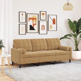 VidaXL 3-osobowa sofa z poduszkami, brązowa, 180 cm, aksamit