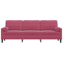 3-osobowa sofa z poduszkami, winna czerwień, 210 cm, aksamit Lumarko! Lumarko!