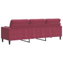 3-osobowa sofa z poduszkami, winna czerwień, 210 cm, aksamit Lumarko! Lumarko!