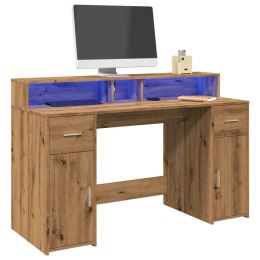 Biurko z podświetleniem LED, dąb artisian, 140x55x91 cm Lumarko! Lumarko!