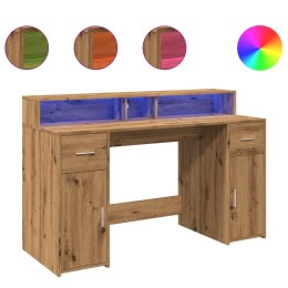 Biurko z podświetleniem LED, dąb artisian, 140x55x91 cm Lumarko! Lumarko!