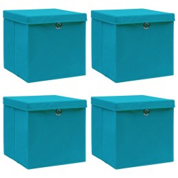 Pudełka z pokrywami, 4 szt., błękitne, 32x32x32 cm, tkanina Lumarko! Lumarko!