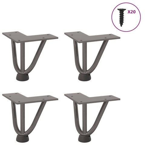 Nogi do stołu Hairpin, 4 szt., naturalna stal, 10 cm, lita stal Lumarko! Lumarko!