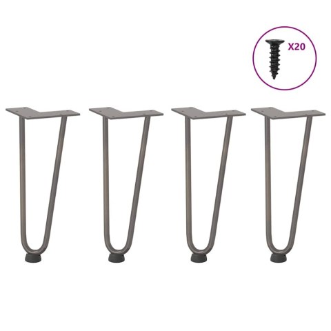 Nogi do stołu Hairpin, 4 szt., naturalna stal, 30 cm, lita stal Lumarko! Lumarko!