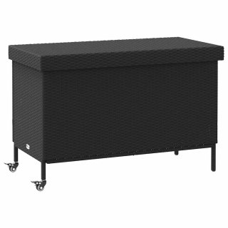 Skrzynia ogrodowa z kółkami, czarna, 110x55x73 cm, polirattan Lumarko! Lumarko!