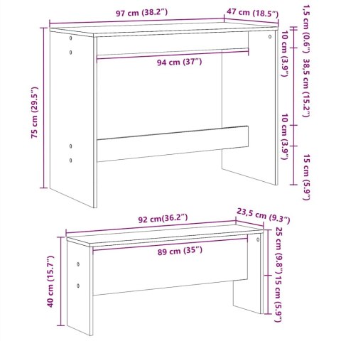 3-częściowy zestaw do jadalni ze stołem i ławką, dąb brązowy Lumarko!