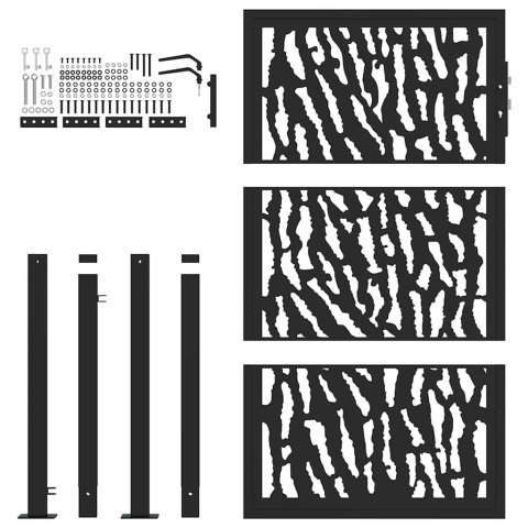 Brama ogrodowa czarna 105x155 cm stalowa konstrukcja Lumarko!