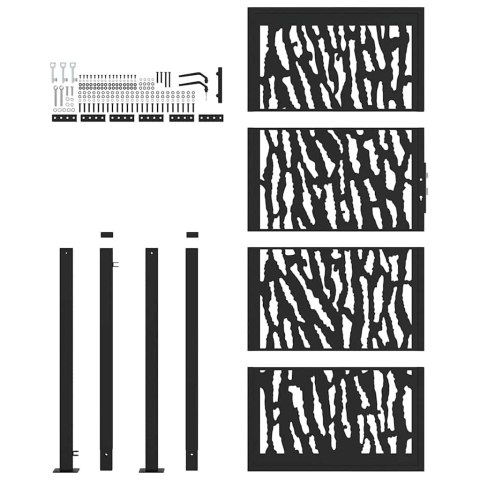 Brama ogrodowa czarna 105x205 cm Stalowy wzór śladu Lumarko!