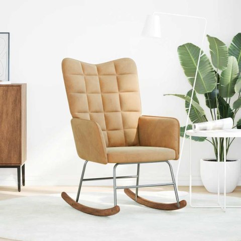 Fotel bujany, brązowy, tapicerowany aksamitem Lumarko!