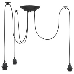 Lampa wisząca z 3 uchwytami na żarówki E27 Czarny metal Lumarko!