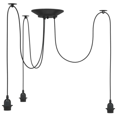 Lampa wisząca z 3 uchwytami na żarówki E27 Czarny metal Lumarko!