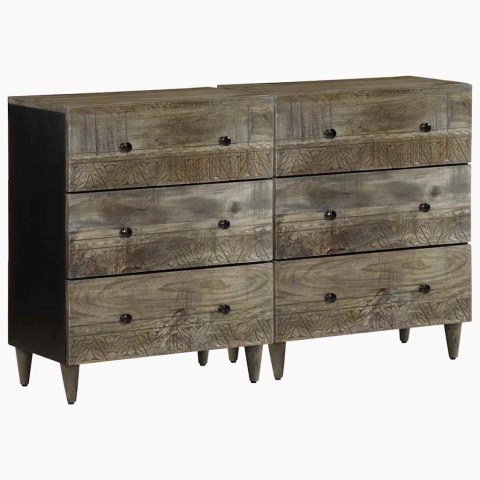 Komody 2 szt. Jasnoszary 60x33,5x75 cm Drewno lite Mango Lumarko!