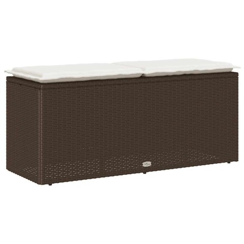 Ławka ogrodowa z poduszką Brązowa 110x40x44 cm Polirattan Lumarko!