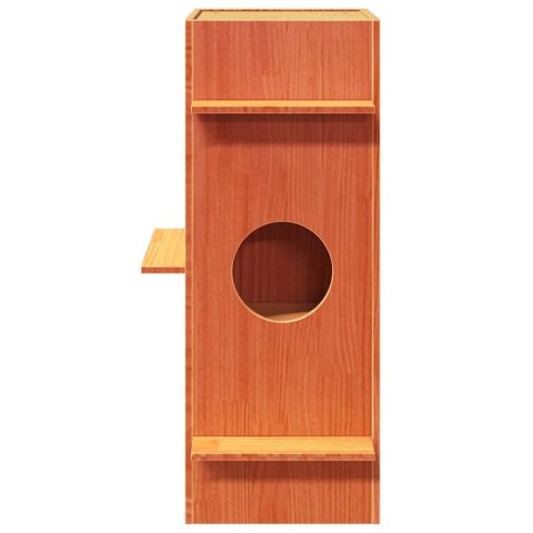 Domek dla kota, woskowy brąz, 43x43x90 cm, lite drewno sosnowe Lumarko!