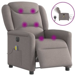 Rozkładany fotel masujący, elektryczny, kolor taupe, tkanina Lumarko!