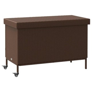 Skrzynia ogrodowa z kółkami, brązowa, 110x55x73 cm, polirattan Lumarko!
