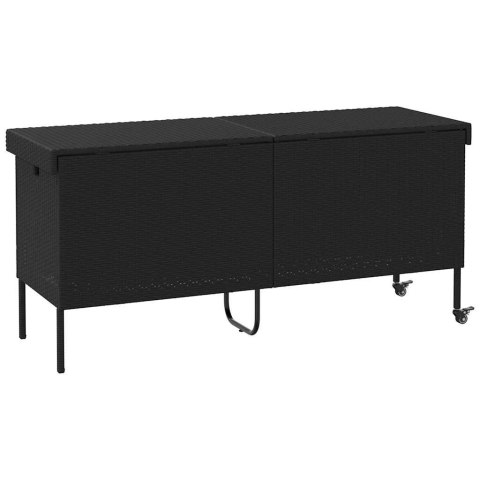 Skrzynia ogrodowa z kółkami, czarna, 160x55x75 cm, polirattan Lumarko!
