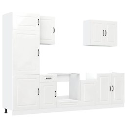 Zestaw szafek kuchennych 7 -częściowy, biały o wysokim połysku Lumarko!