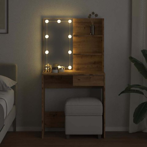 Toaletka z oświetleniem LED, dąb artisan, 74,5x40x141 cm Lumarko!