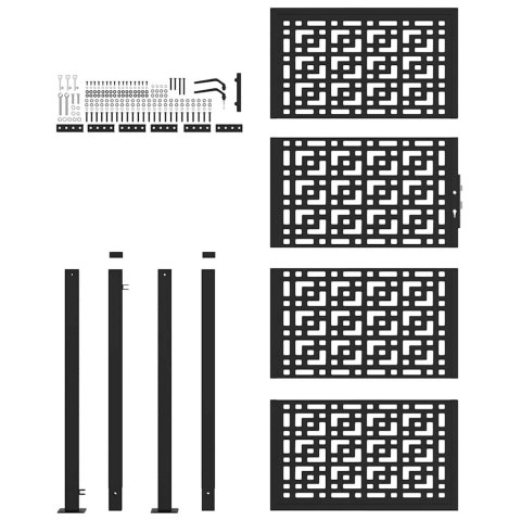 Brama ogrodowa czarna 105x205 cm stalowy wzór krzyża Lumarko!