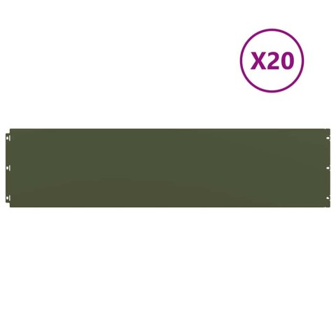 VidaXL Obrzeża trawnikowe 20 szt. Oliwkowo-zielone 25x103 cm