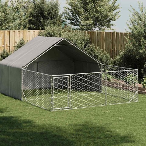Zewnętrzna buda dla psa z wybiegiem 4x3x1,9 m Stal ocynkowana Lumarko!