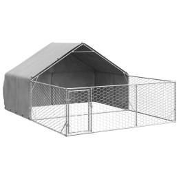 Zewnętrzna buda dla psa z wybiegiem 4x3x1,9 m Stal ocynkowana Lumarko!