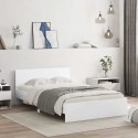 Rama łóżka z wezgłowiem i LED, biała, 120x200 cm Lumarko!