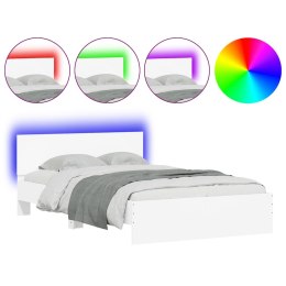 Rama łóżka z wezgłowiem i LED, biała, 140x190 cm Lumarko!