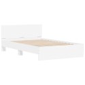 Rama łóżka z wezgłowiem i LED, biała, 140x190 cm Lumarko!