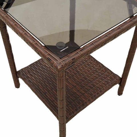 Sofa ogrodowa ze stołem i poduszkami w kształcie litery L Lumarko!