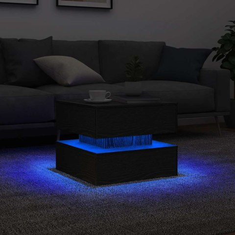 Stolik kawowy z oświetleniem LED, czarny dąb, 50x50x40 cm Lumarko!