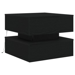 Stolik kawowy z oświetleniem LED, czarny dąb, 50x50x40 cm Lumarko!