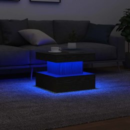 Stolik kawowy z oświetleniem LED, czarny dąb, 50x50x40 cm Lumarko!