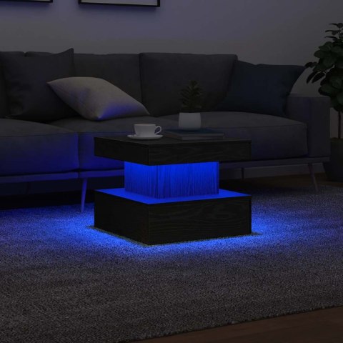 Stolik kawowy z oświetleniem LED, czarny dąb, 50x50x40 cm Lumarko!