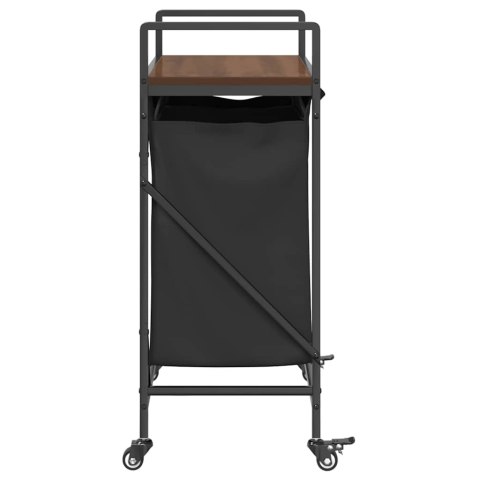 Kosz na pranie 2 przegrody z kółkami, brązowy dąb Lumarko!