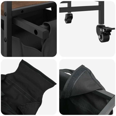 Kosz na pranie 2 przegrody z kółkami, brązowy dąb Lumarko!