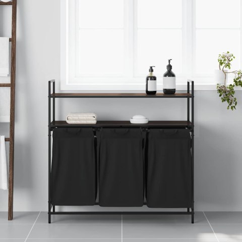 Kosz na pranie 3 przegrody z półkami, brązowy dąb Lumarko!