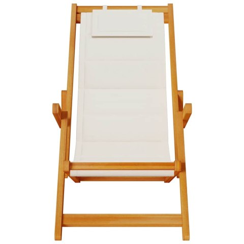 Składany fotel plażowy z podłokietnikami, akacjowe i tekstylne Lumarko!