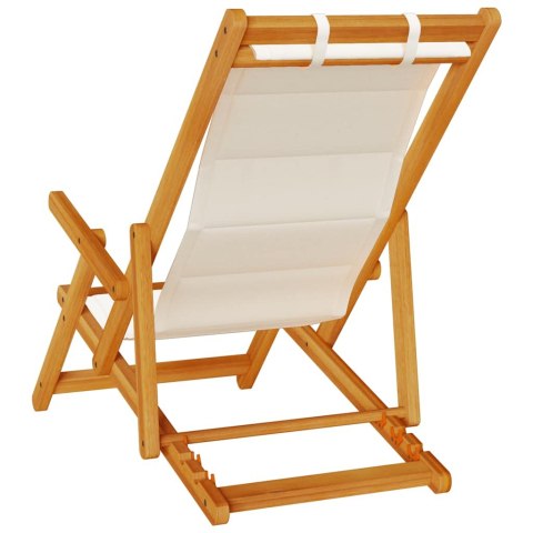 Składany fotel plażowy z podłokietnikami, akacjowe i tekstylne Lumarko!